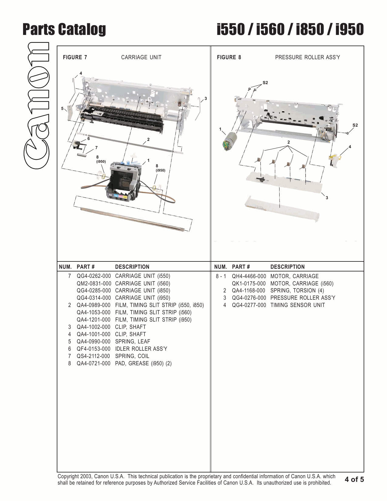 Canon PIXUS i560 i850S Parts Catalog Manual-6